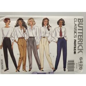 New Uncut Butterick Sewing Pants Pattern 6420 Classic n Easy Size 12, 14 and 16